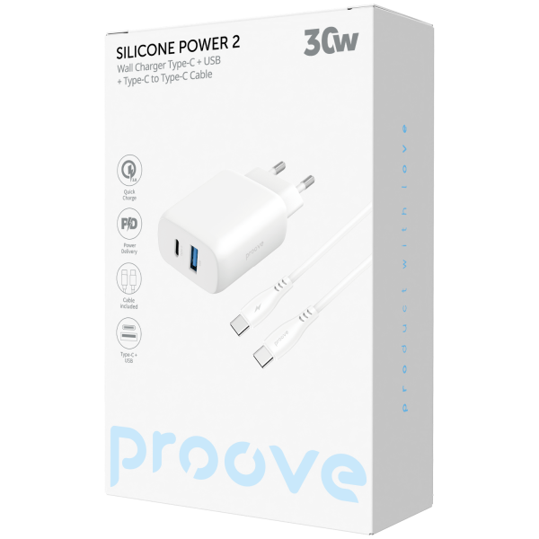 Proove Silicone Power 2 Type-C + USB 30W + Сable Type-C to Type-C - Photo 4